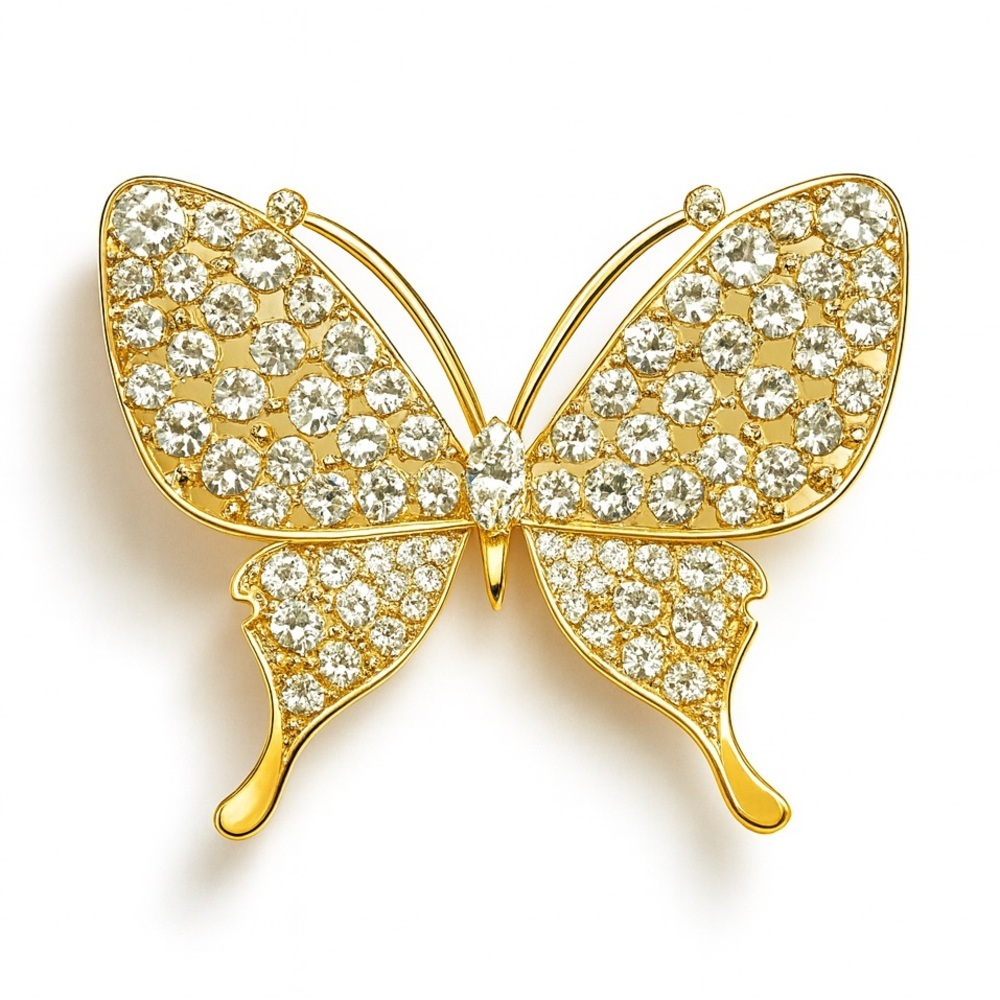 Elegant Gold Butterfly Brooch